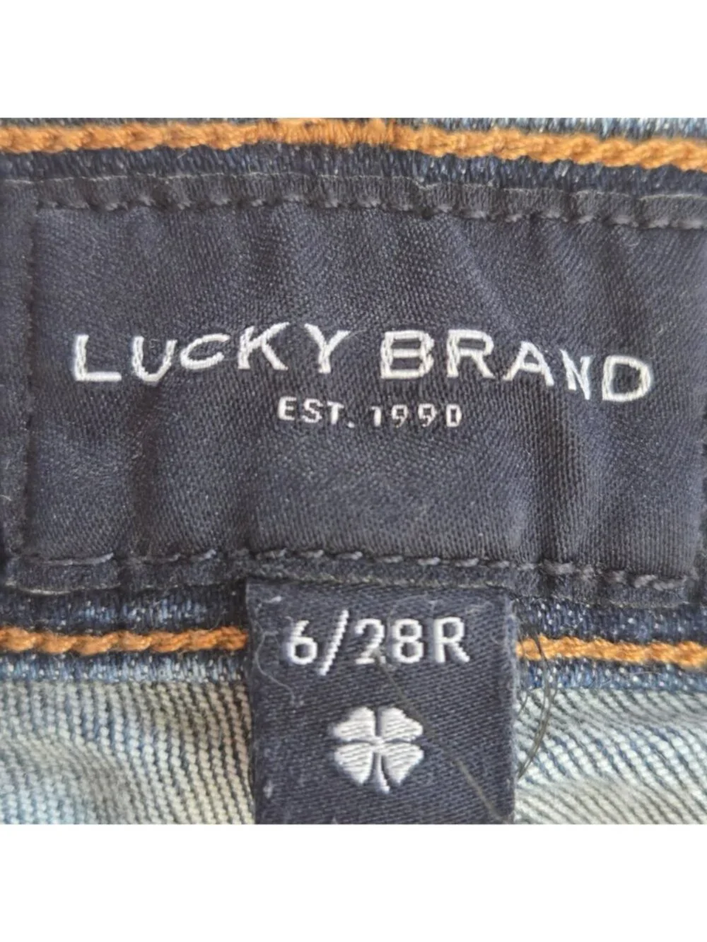 Lucky Brand Zoe High Rise Straight Leg Jeans Size 6/28 Dark Wash Raw Hem